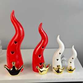 现代创意陶瓷辣椒摆件客厅电视柜玄关茶几办公室桌面软装饰品摆设