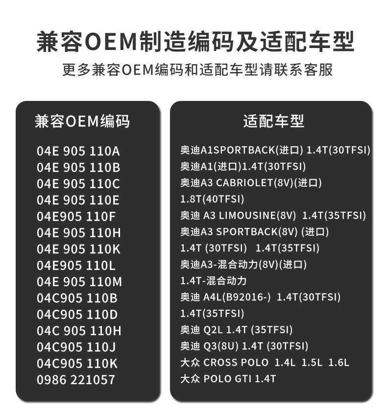 Ignition Coil 04E905110A 04E905110B 04E905110C 0986221057 Suitable for Audi