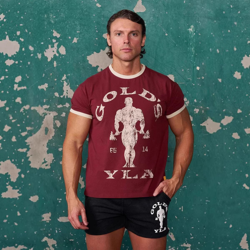 Gold's New Summer Men's T-Shirt Jogger Sports Fitness Slim Short-Sleeved Shirt Gold's New Summer Men's T-Shirt Jogger Sports Fitness Slim Short-Sleeved Shirt