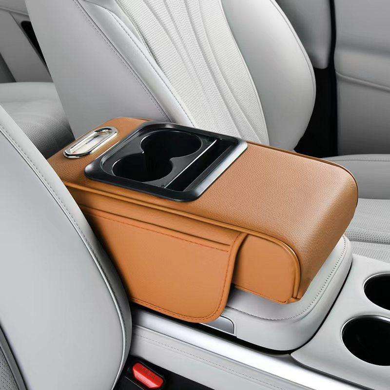 Car Compact-Specific Armrest Box Protective Pad, Tissue Box, Central Narrow Elbow Rest Pad, Water Cup Holder