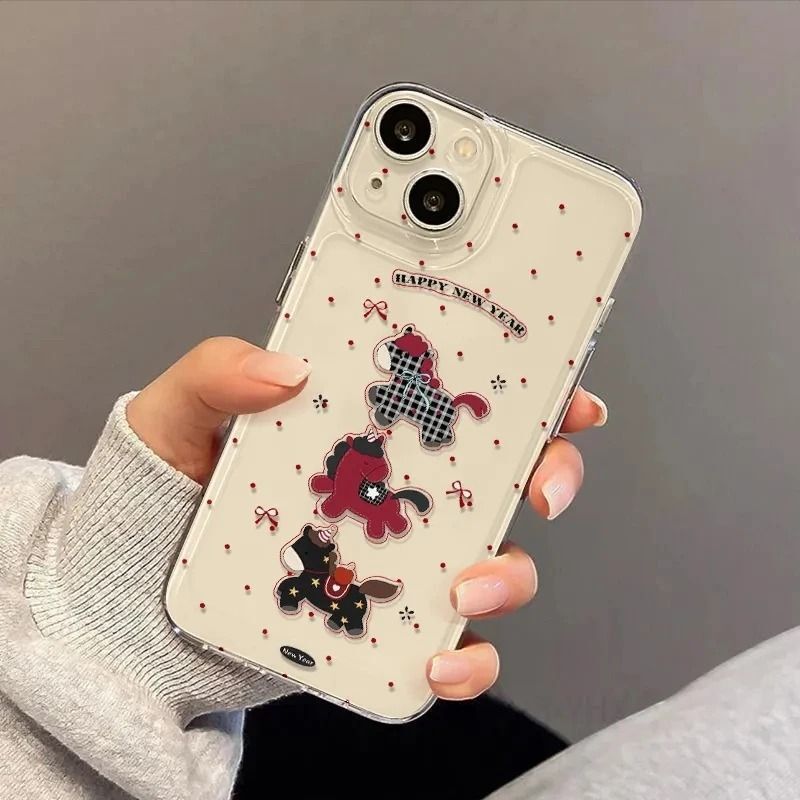 Running Horse Is Suitable for Apple 17Air Mobile Phone Case Iphone16Pro Fun 15 Soft Case 14 Creative 13/X