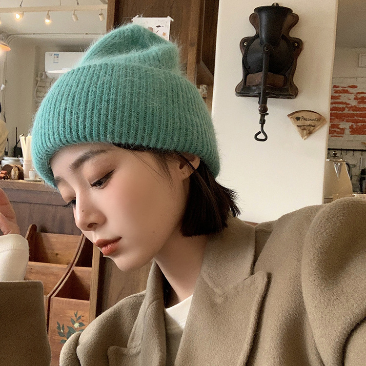 Õrn piim Fufu~Küüliku villavillane naiste kootud terava otsaga talvemüts_voghion.com