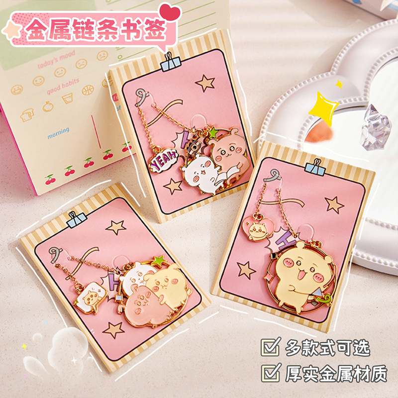 Jijiwaka adorable aleación de zinc marcadores de alto valor de belleza del corazón de la niña marcadores de metal para estudiantes pequeños regalos exquisitos