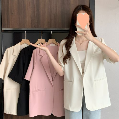 Lightweight Women's Summer Blazer Korean Style Casual Suit Jacket_voghion.com