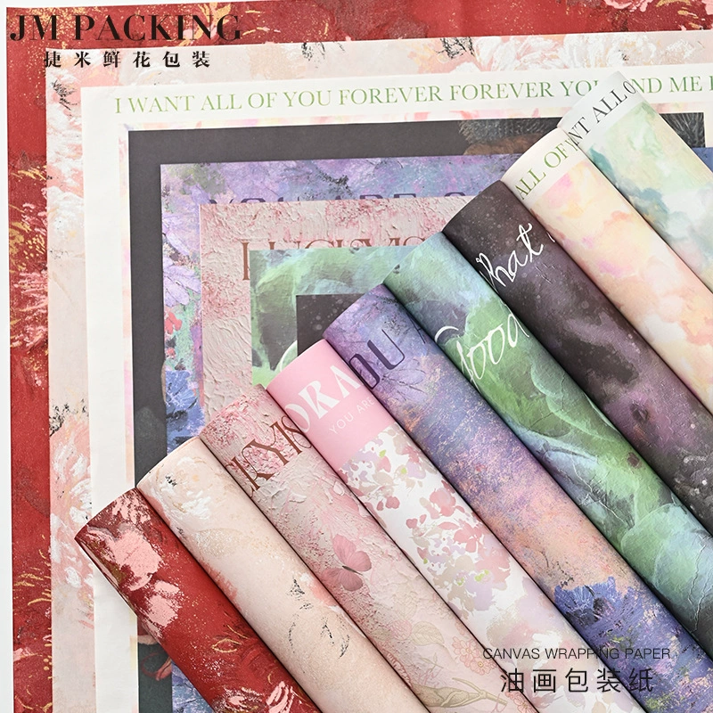 Цветочный материал для упаковки оптовая продажа цветочного магазина материал сетка красная воловья живопись маслом художественная бумага для упаковки цветов букет упаковочная бумага