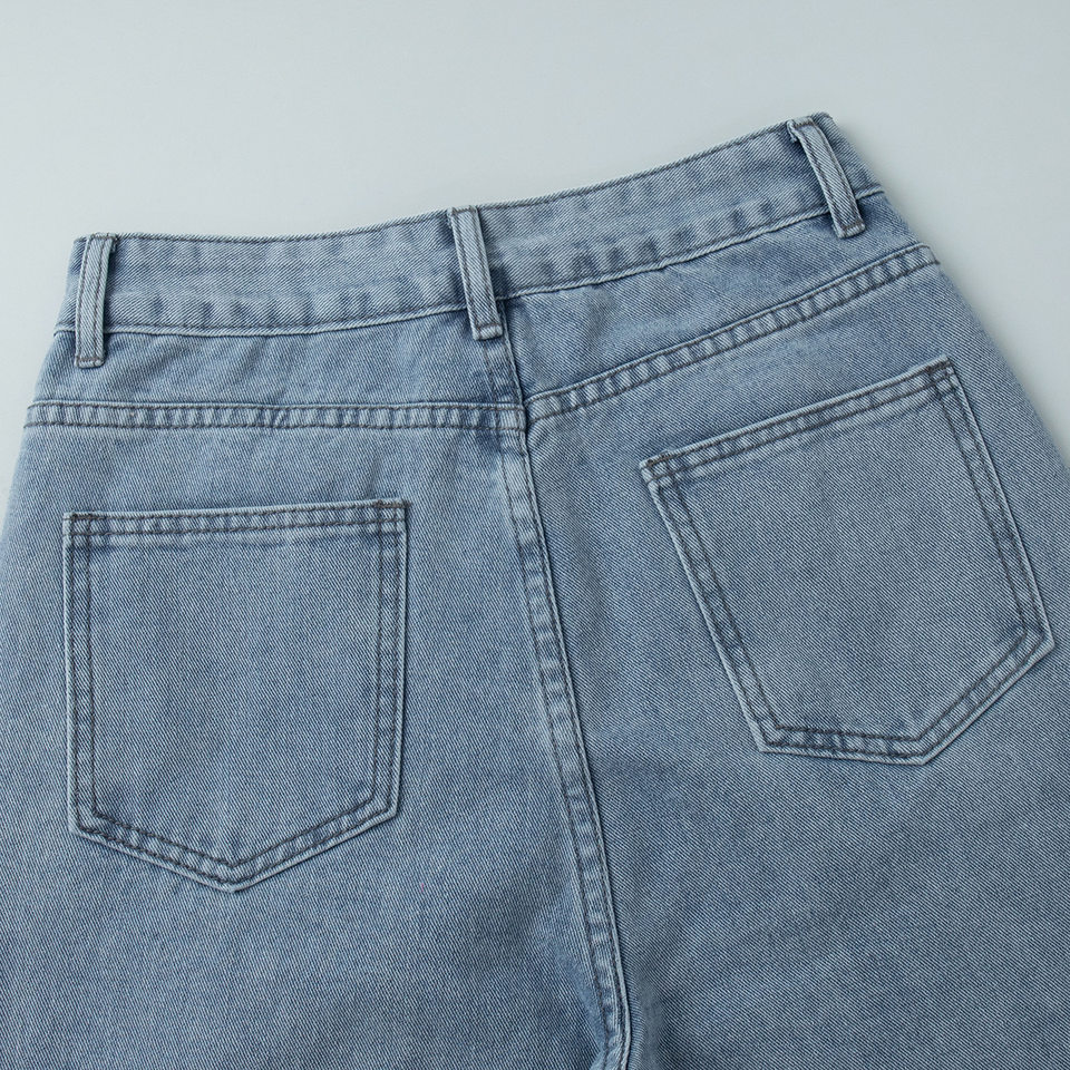 Quần jeans nữ ống đứng lưng cao phong cách thanh lịch, chất cotton nguyên chất ôm dáng — màu xanh chi tiết 7