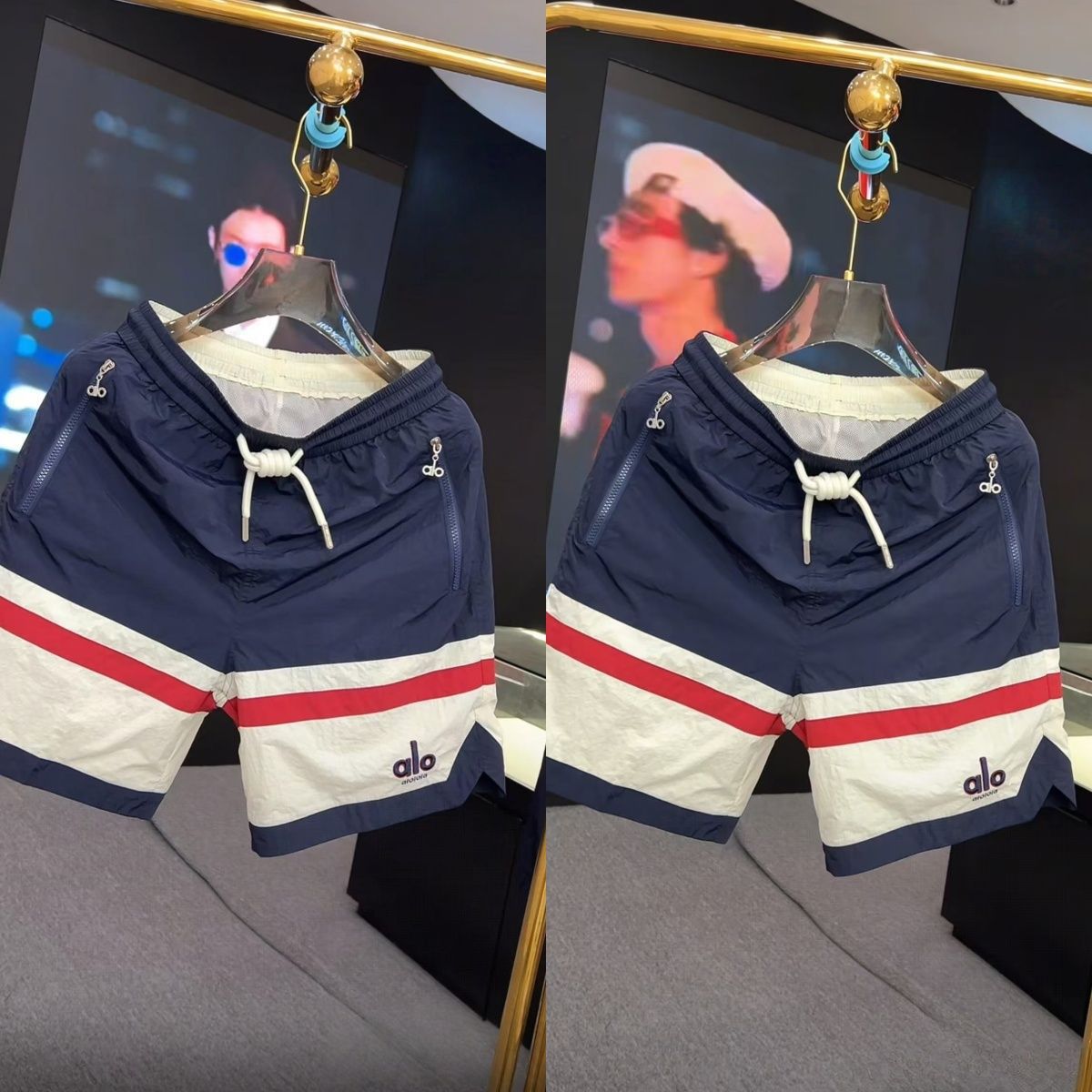 European and American High-End Luxury Brand New 2025 Summer Men's Design Contrasting Color Stripesd Splicing Shorts Fashion Trend