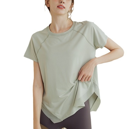 Relaxed Yoga Wear for Women 2024 Summer New Running Short Sleeve T-Shirt Running Cover Shirt Slimming Breathable Fitness Top