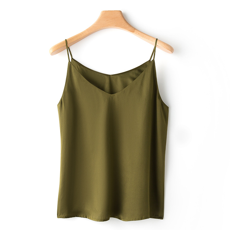2024 Summer new thin women's silk seamless strap versatile inner design vest bottoming top