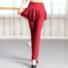 (Flat double -layer) wine red skirt pants