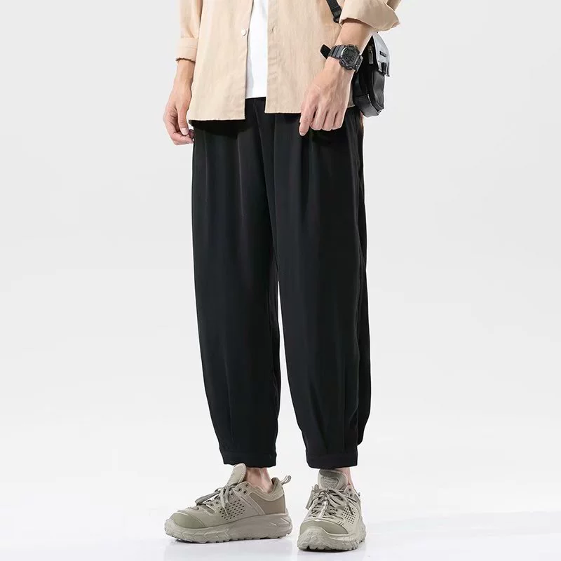 Летние легкие и тонкие шелковые брюки, oversize, корейский стиль