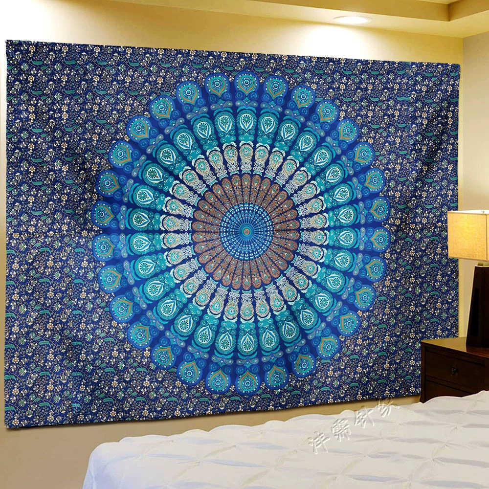 Трансграничная горячая распродажа синий МАНДАЛА ГОБЕЛЕН украшение стены спальни фоновая ткань может быть фиксированной рисунком подвесная ткань