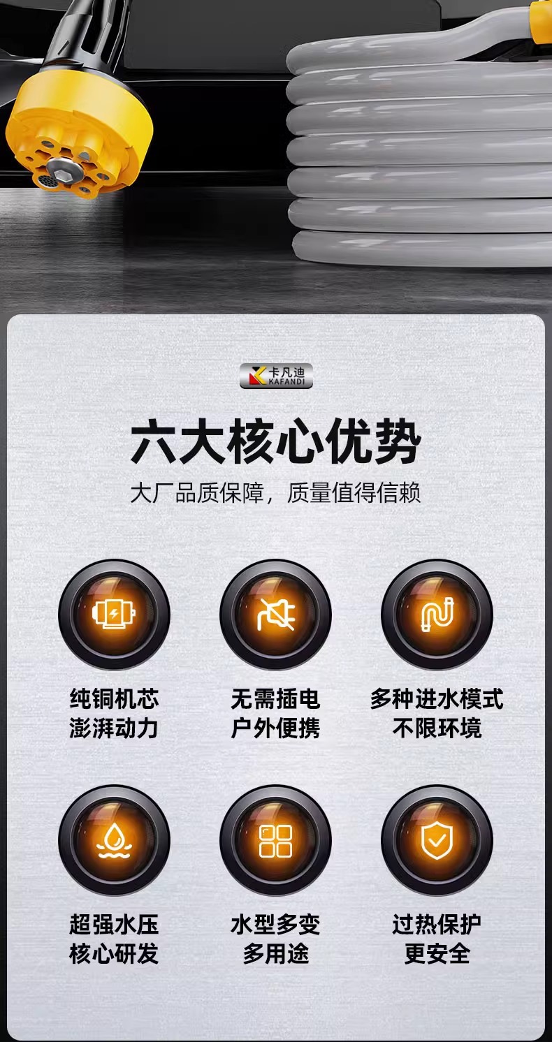 Factory Customized New Household Convenient Wireless Car Washing Machine High-Pressure Lithium Battery Water Pump Brush Car Gun Cleaning Artifact