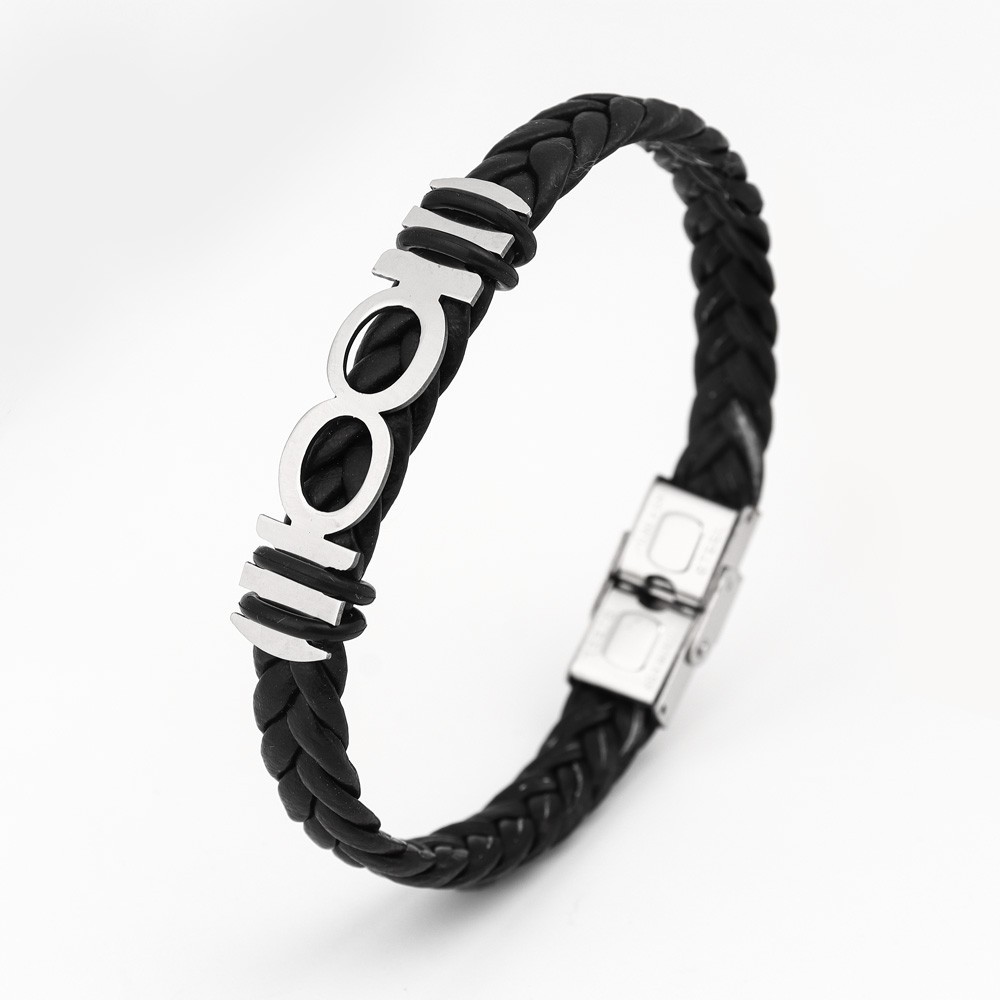 20g Weight Bangle Classification Leather Chain Material 1 Piece Quantity Holiday, Daily Occasion 304 Stainless Steel, Pu Leather Material Solid Color Pattern All Seasons Season Men's Gender Plating Design Retro, Punk Style Retro Punk Solid Color 304 Stainless Steel Pu Leather Plating Men's Bangle Men Cord & Leather Bracelets 10