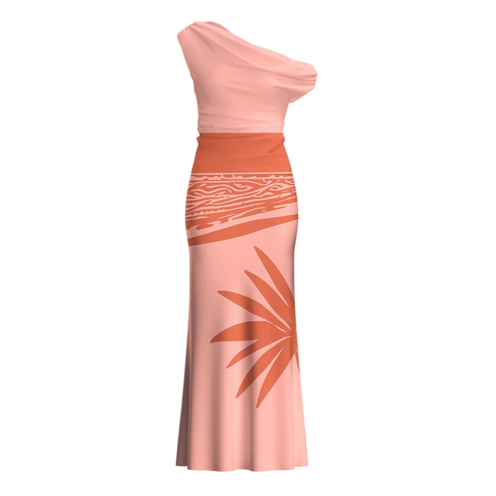 Summer Style High End Sexy Off Shoulder Slim Fit Long Dress Resort Printed New_ecoleips.com
