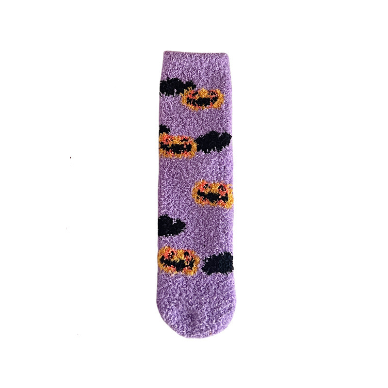 ハロウィーンのサンゴの絨毯の靴下の女性の中筒の靴下の秋冬の保温の月子のベルベットの厚い睡眠の靴下の中筒の靴下|undefined