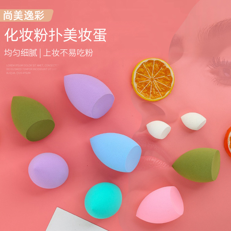Mango belleza huevo polvo soplo oblicuo corte esponja soplo mojado y seco gota de agua herramienta no látex maquillaje fábrica al por mayor