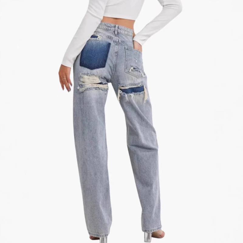 Europe and the United States cross-border foreign trade independent station Amazon plus size Denim ladies pants a selling