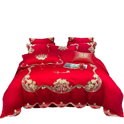 New Product 100-count 100% Cotton Long Staple Cotton Wedding Quilt Embroidered 4-Piece Set 6-Piece Set 8-Piece Set Bedding Set