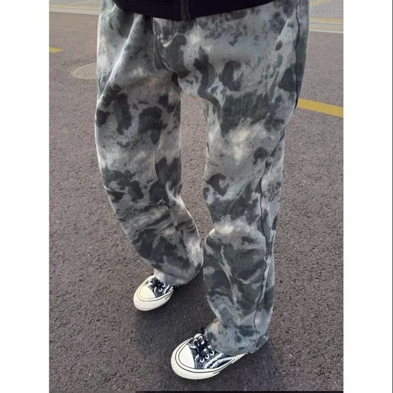 Japón retro gradiente nicho jeans para hombres primavera y otoño nuevo diseño de la calle alta sensación de pantalones rectos