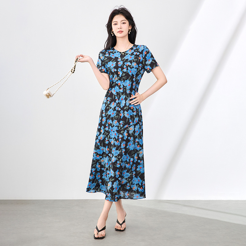 Đầm suông nữ midi mùa hè tay ngắn — 2419507 - Da đen chi tiết 6