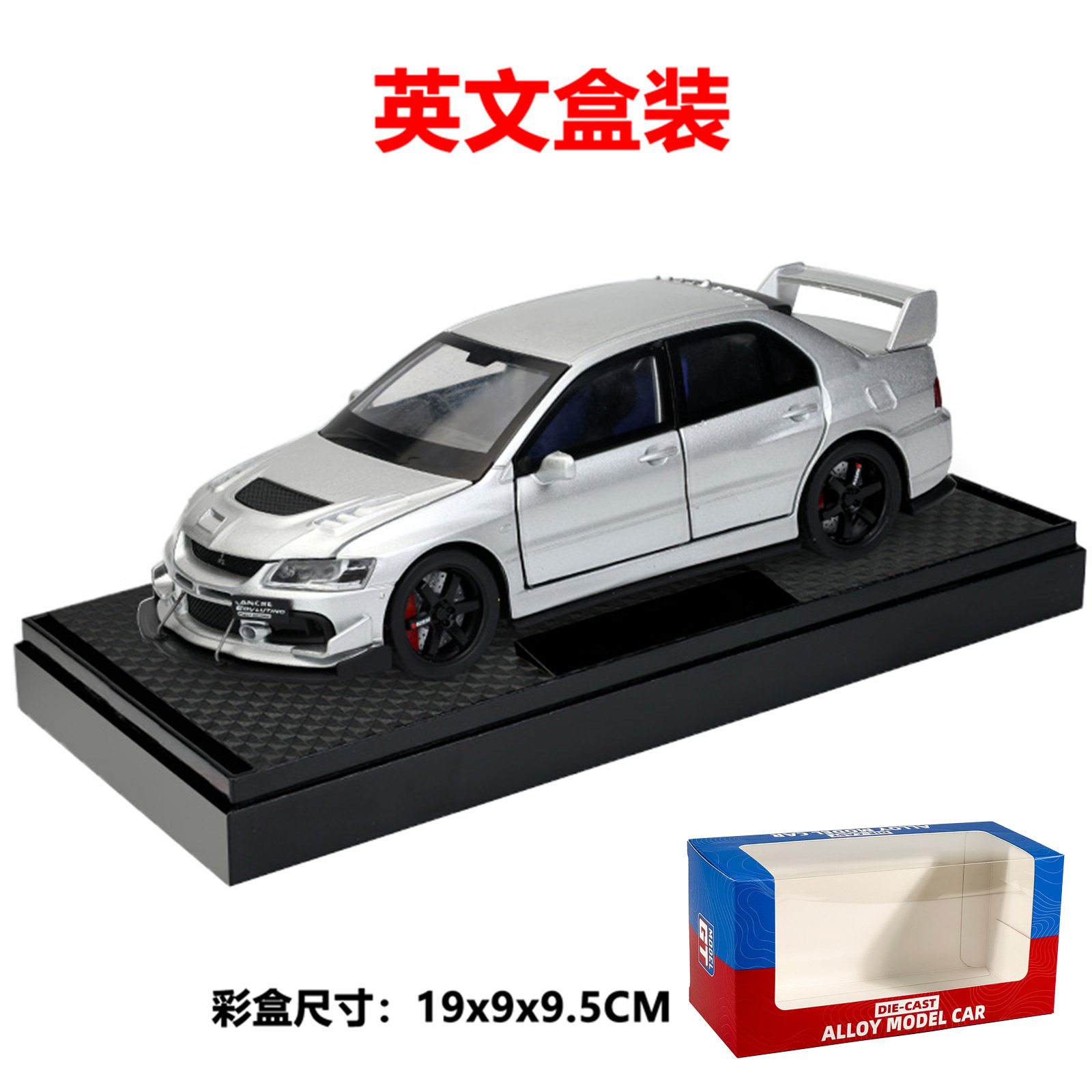 Modelo de Coche de Carreras Mitsubishi EVO de Aleación 1:32 con Base