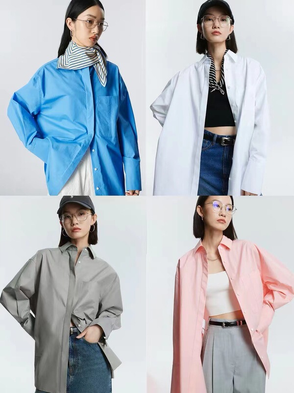 Korean Style Designer Lazy Boyfriend Style All-Match Silhouette Loose Shirt Jacket with Minimalist row Style