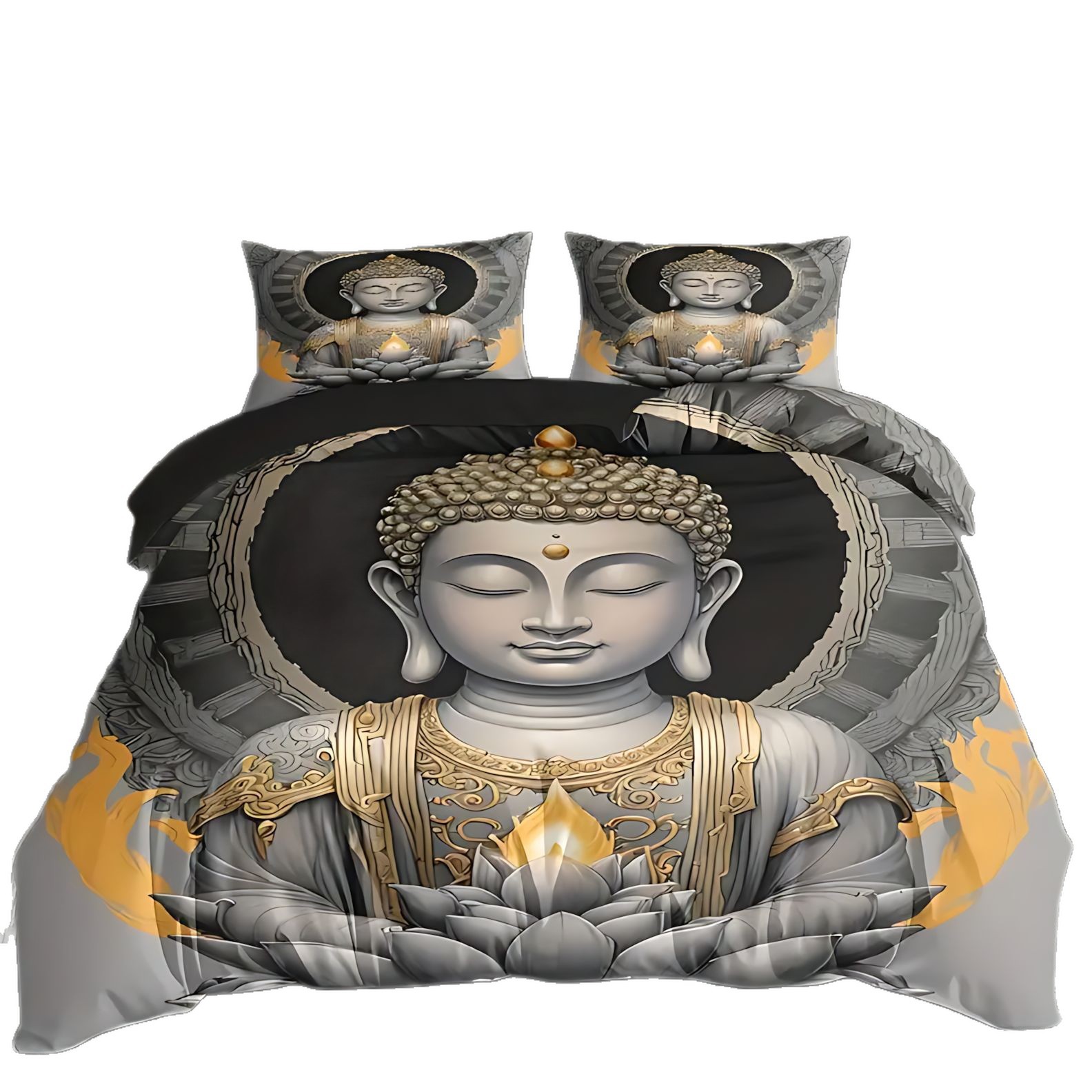 TEMU / JIT comercio exterior transfronterizo cómodo Zen Buda tema de impresión digital HD colcha colcha colcha colcha kit