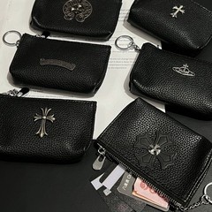 トレンディなブランドのライチ柄メタルラベルシルバーチェーン高級レザー小銭入れペンダントミニバッグ男性と女性のファッションセンスに適しています