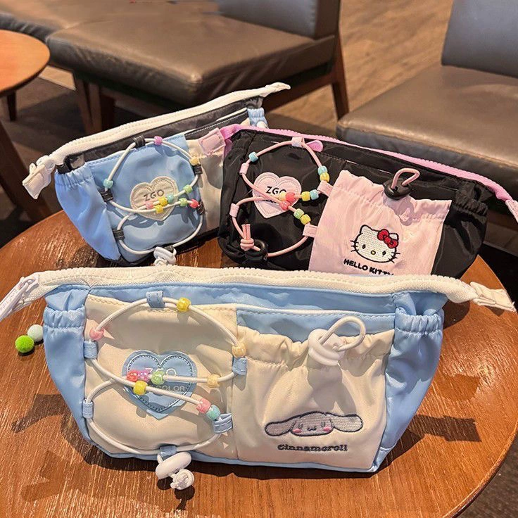 Sanrio, high quality pencil case, capacious storage system for pencils, new collection, drawstring