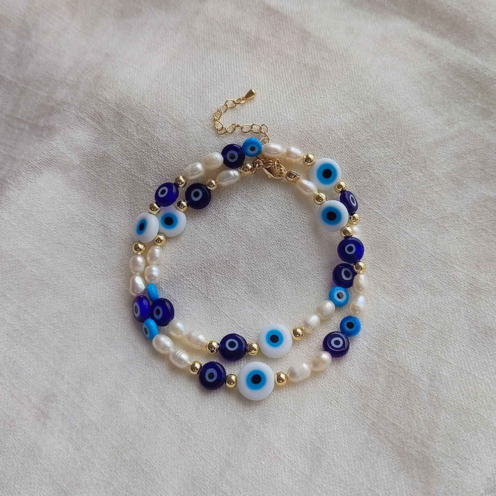 Freshwater Pearl, glass, Copper Material Basic Classic Style Devil's Eye Freshwater Pearl Glass Copper Necklace