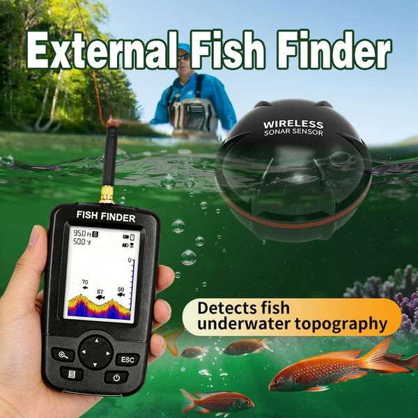 Underwater Fish Finder Fishing Gadget Ultrasonic Wireless Sonar Detection Fish Finder Fishing Device Fish Locator