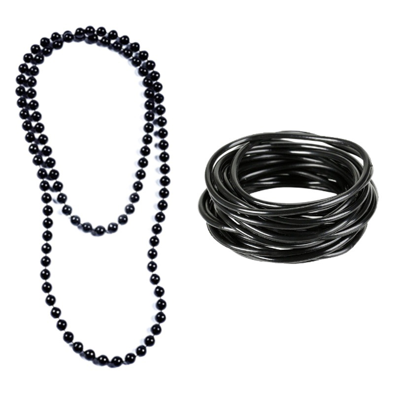 Negro misterioso protector de la cabeza del grano de la muñeca correa de la cadena de cinco piezas ropa de fiesta