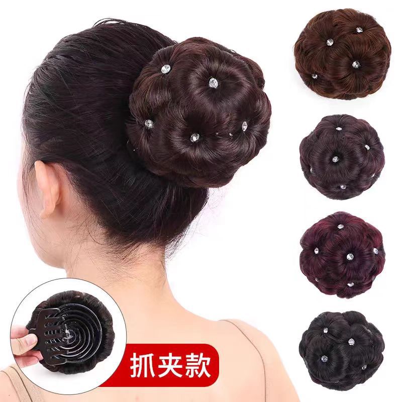 抓夹款九朵花五色可选可加多种颜色彩钻九朵花假发花苞抓夹发苞头|undefined