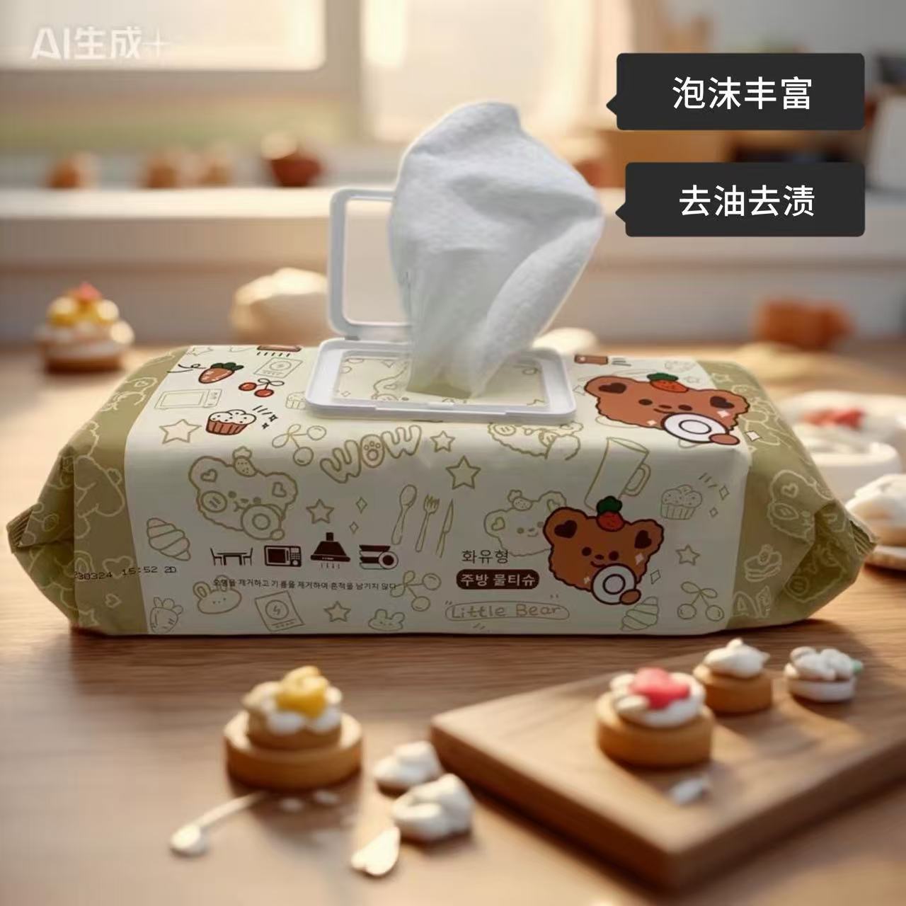 Kitchen wipes strong to oil household disposable special cleaning of heavy oil stove hood wet towel paper