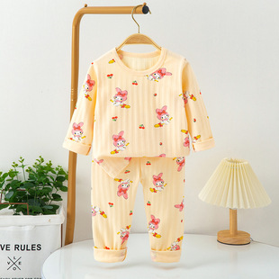 Pajamas Детская пижама набор осень с длинными рукавами брюки полный цветок мультяшный принт внешняя торговля детская пижама производство