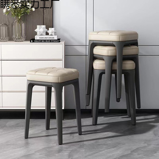 Home Soft-Packed Stool Simple Stackable Dining Stool Dressing Makeup Chair Large Living Room Dining Chair Bench