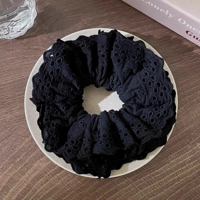 Blanco de encaje de doble capa anillo de cabello de intestino grande para mujeres coreanas dulces cuerdas de cabello de cola de cabello cuerdas de correa adornamientos para el cabello