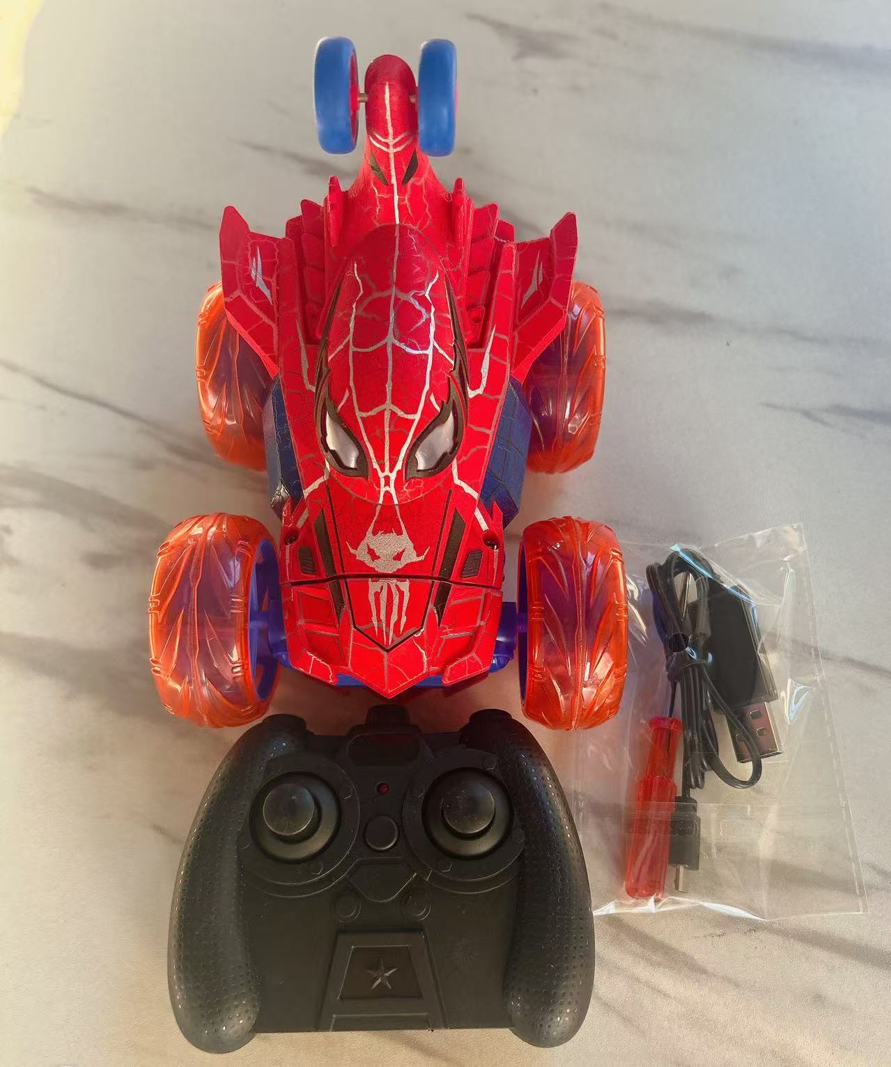 Coche de control remoto infantil transfronterizo Spider 2.4G con luces, camión volquete todoterreno con giro de 360 grados, juguete para niños.