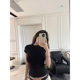 Shu Ne Liangpin 2025 Summer Tight Waist Tight Crewneck Slim Slim-fit Short-sleeved T-shirt All-match Comfortable Short-sleeved Top