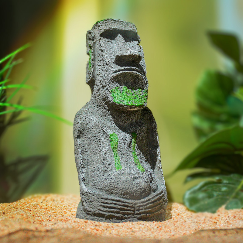 Nueva estatua de piedra de la Isla de Pascua, popular decoración artesanal para acuarios, decoración para reptiles, retrato de estilo romano antiguo