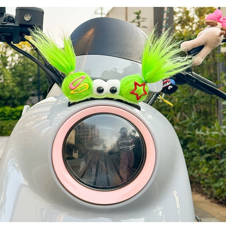 Helmet Decoration Braids Funny Plush Big Eye Helmet Top Accessories
