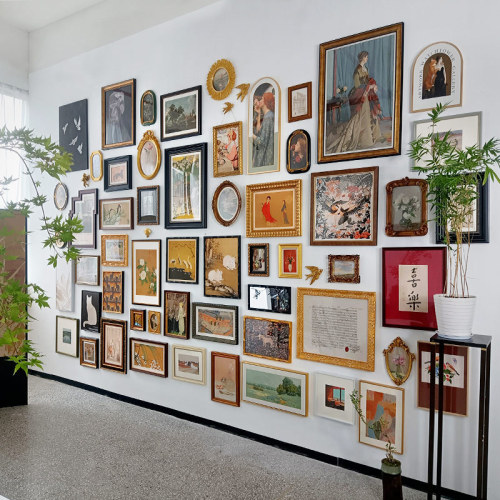 New Chinese French niche combination decorative painting cultural background wall hanging painting exhibition hall whole wall painting American style combination painting