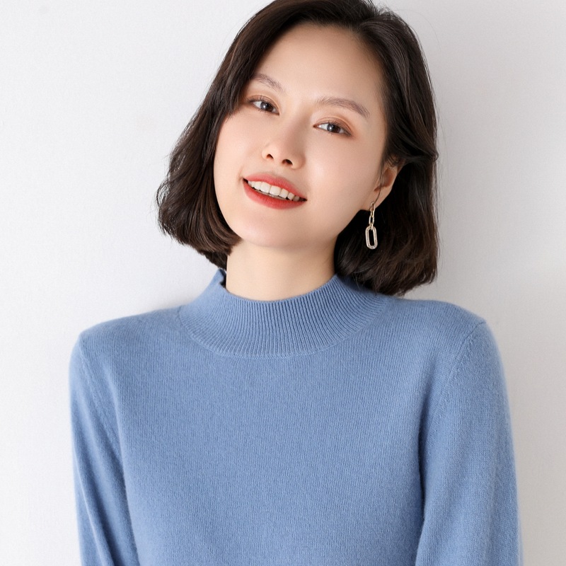 Woolen sweater, short knitted set, high collar, oversize