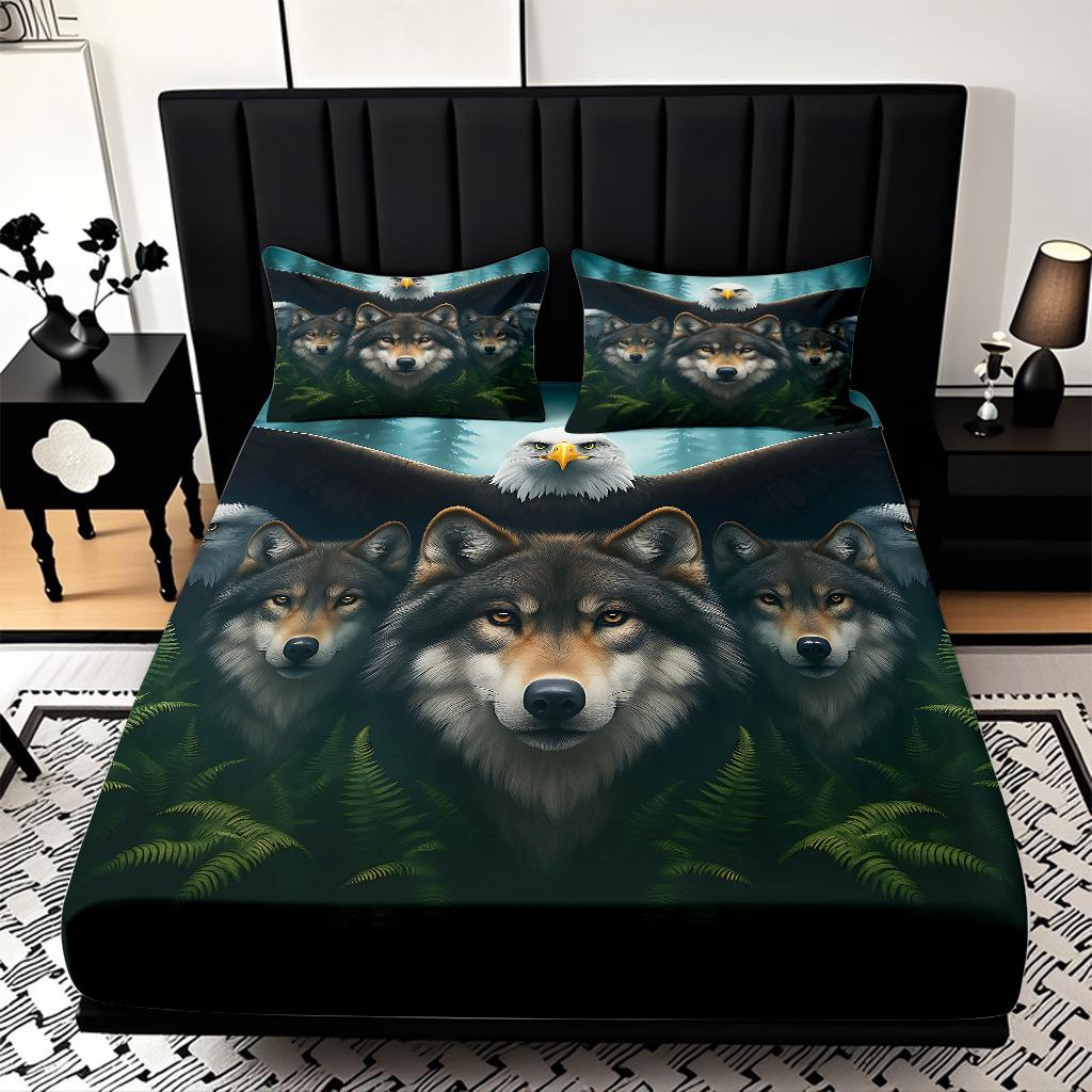 TEMU / JIT Hot Wolf 3D Digital Printing Quilt Set Soporte internacional exclusivo para la impresión