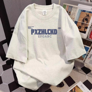 American Trendy Brand 100% Cotton Heavyweight Retro Short-Sleeved T-Shirt Men's Summer New Letter Niche Loose Couple Tops