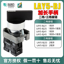 天正旋柄加长旋钮开关LAY5-BJ33三档锁定二常开黑色旋转按钮开关