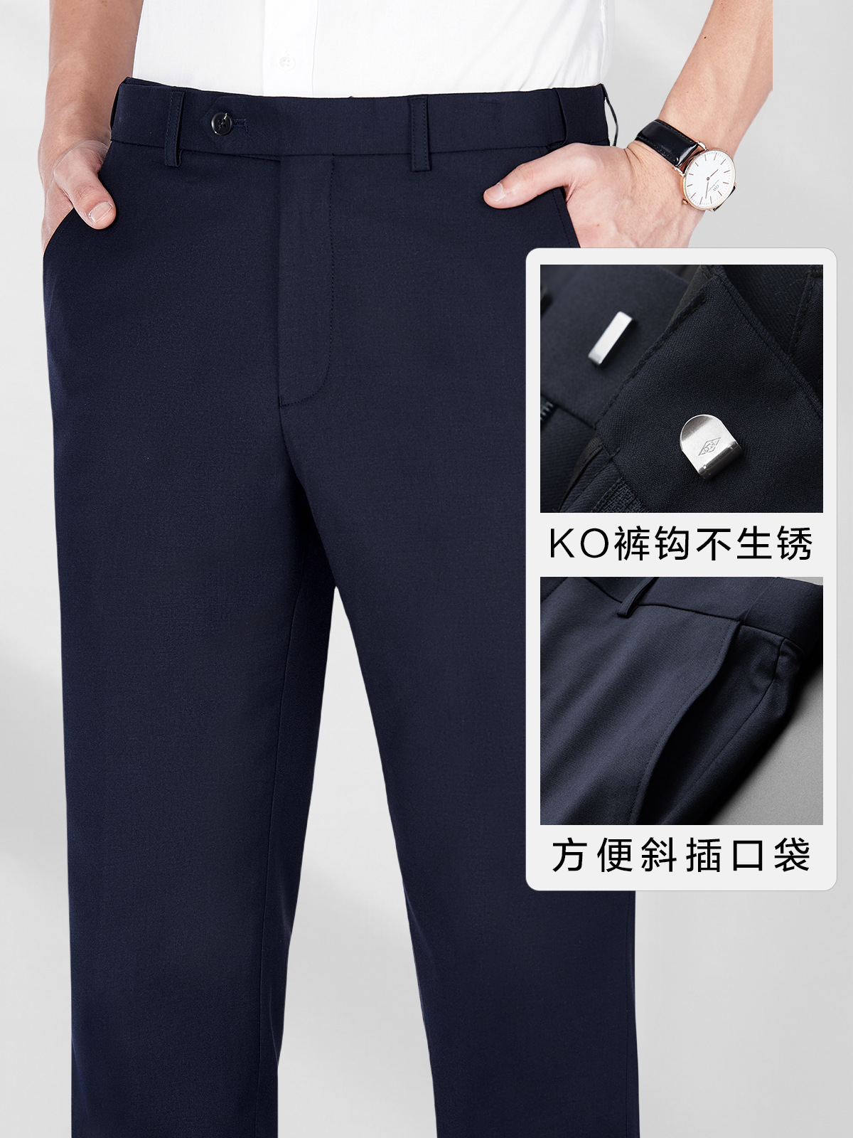 Pantalones de hombre, pantalones de hombre rectos, pantalones antiarrugas de alta calidad, pantalones casuales elásticos cómodos, pantalones profesionales, fabricantes de ropa image 2