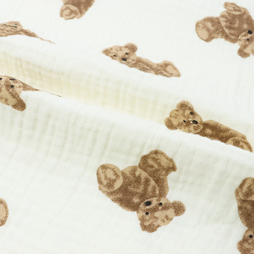 Pure cotton double-layer pleated fabric Teddy bear crepe gauze Spring and summer dress postpartum clothing home clothing baby cover blanket fabric