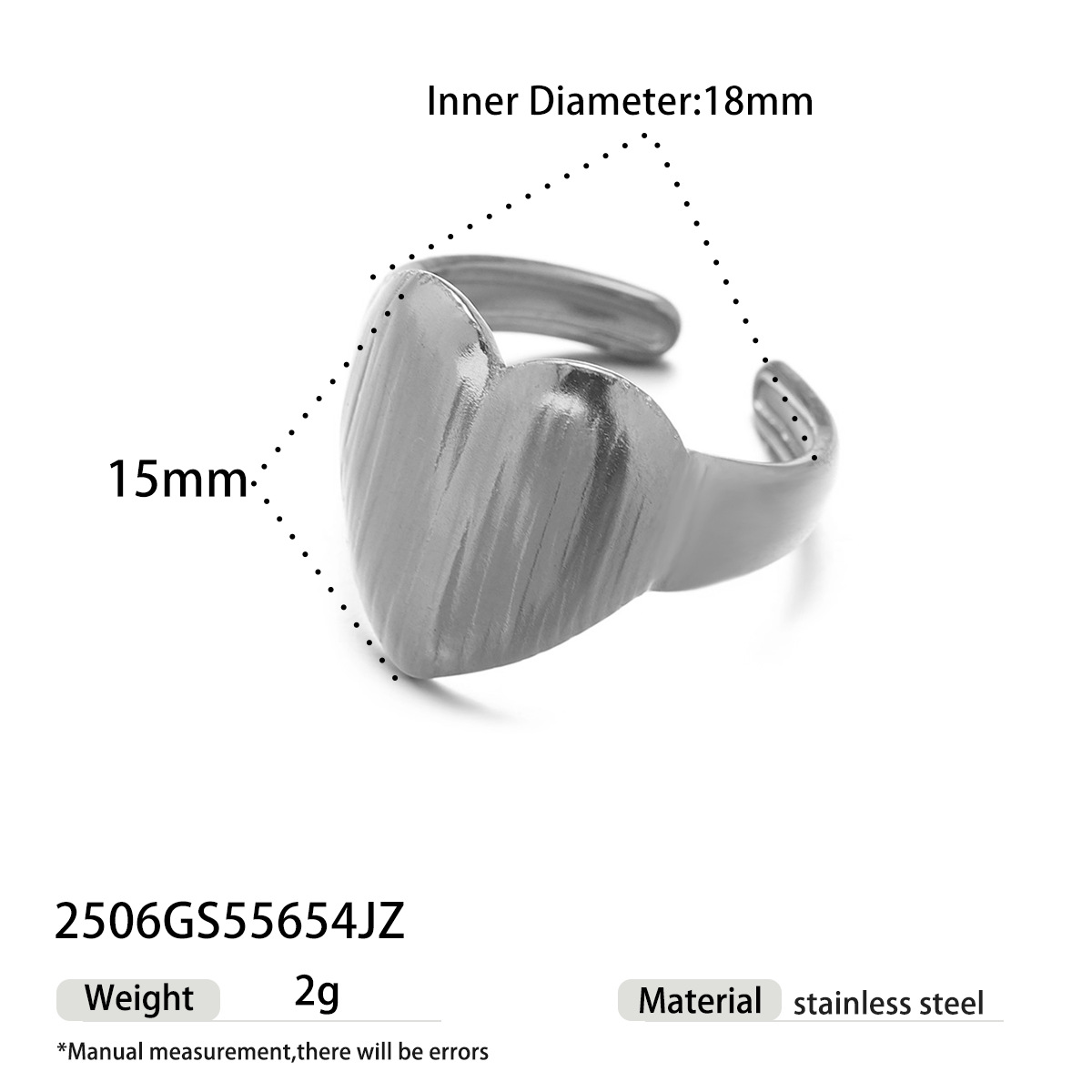 Taena anillo de acero inoxidable europeo y americano femenino no se desvanece, amor irregular, patrón de martillo, anillo de acero de titanio, joyería explosiva transfronteriza